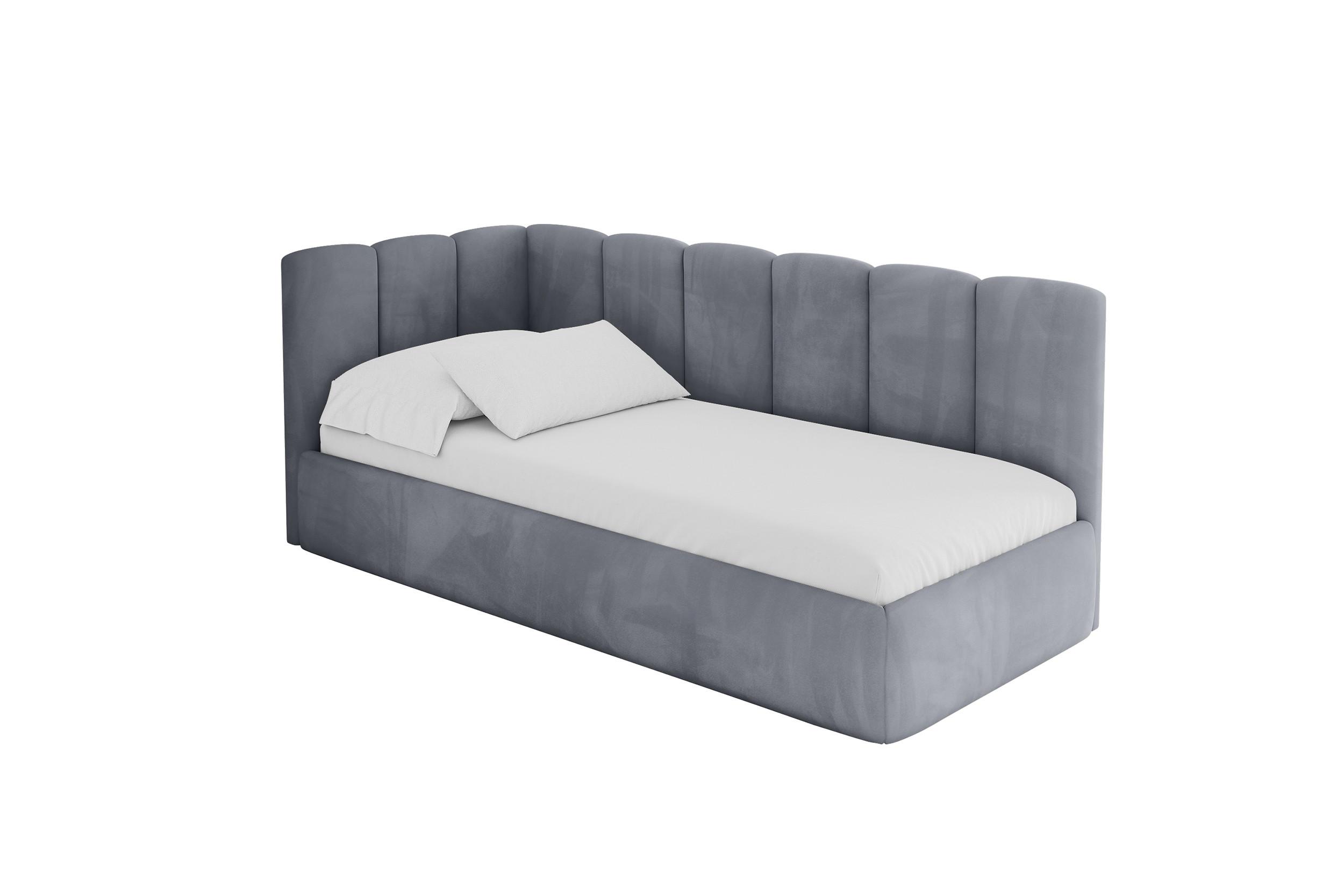 EINZELLBETT Jugendbett mit Bettkasten und Matratze H3/H4, Rechts - DEXY 100x200 Grau - Blaugrau, Holzwerkstoff/Textil (100/200cm) - ALTDECOR