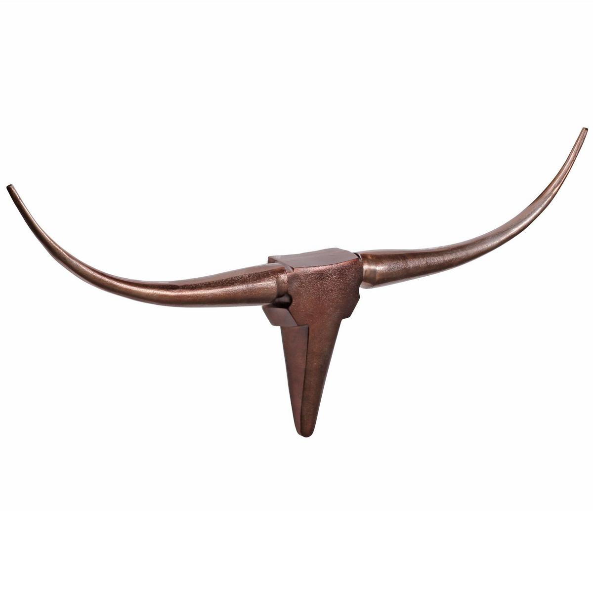 WANDDEKO Bull Geweih aus Aluminium 125 cm Breite, Bronze 100x6x40 cm - Braun, Metall (100/40/6cm) - KADIMA DESIGN