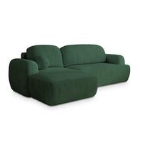 ECKSOFA MODENZA P L-S Grün Kordstoff mit Schlaffunktion - Schwarz/Grün, Holz/Kunststoff (266/148cm) - MASSENO