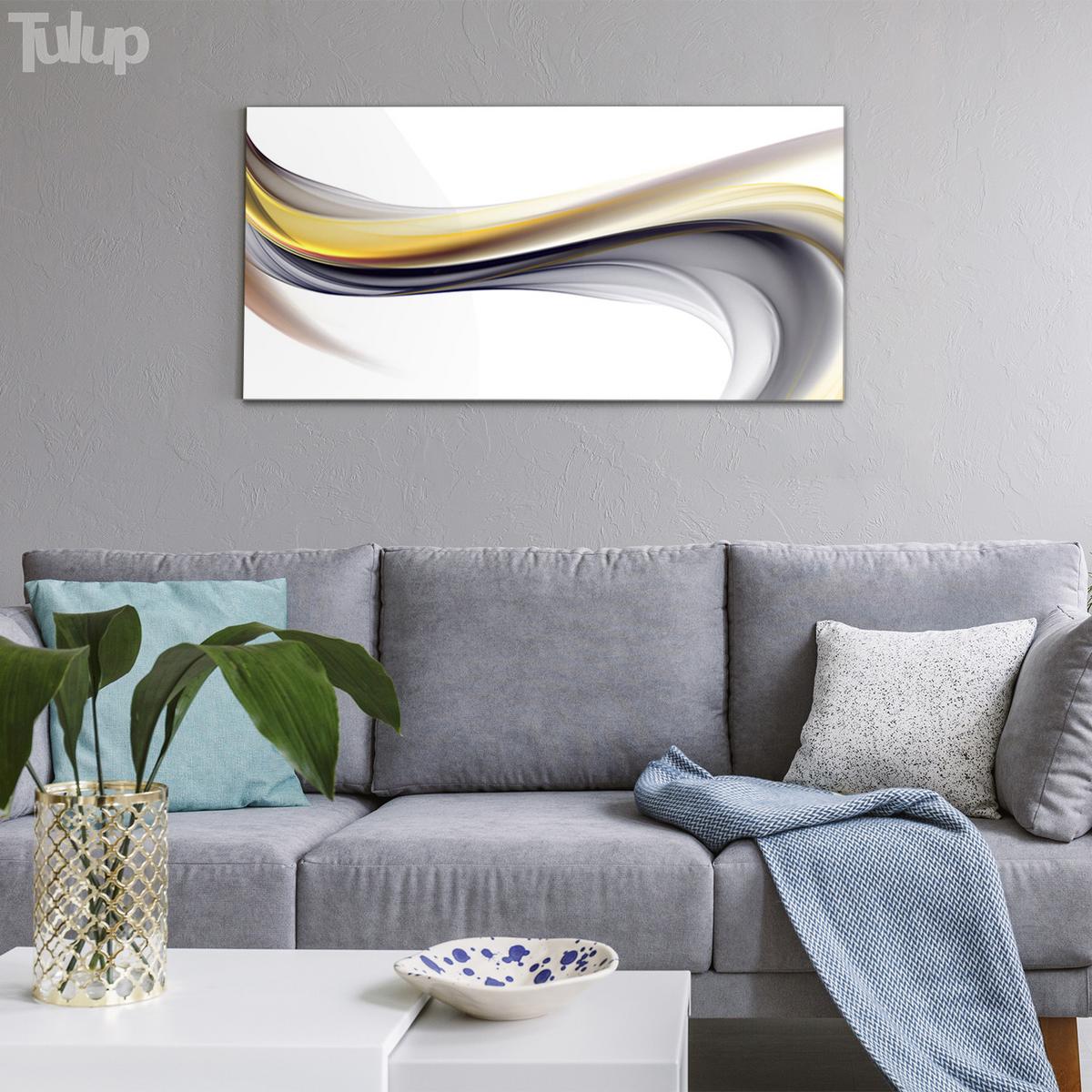 GLASBILD 100x50 cm Moderne Kunst - Gelb, Glas (100/50cm) - TULUP