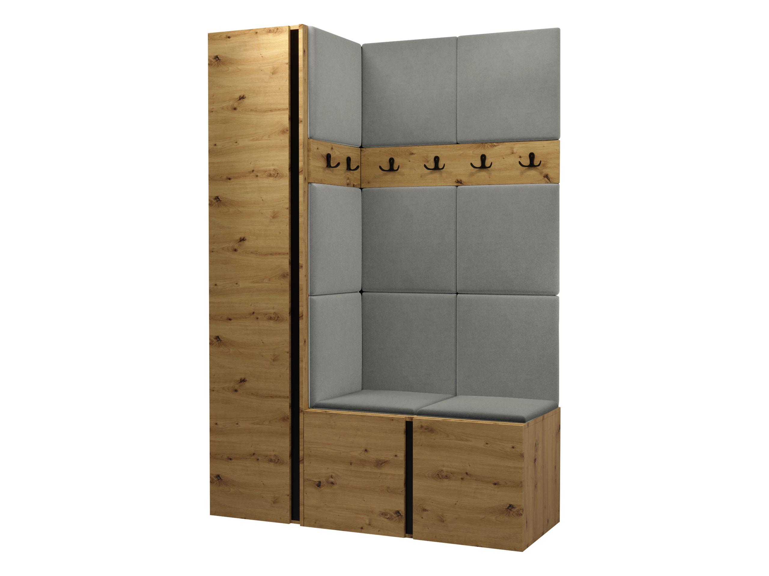 GARDEROBEN-SET Orion IX - Eiche Artisan/Grau, Holzwerkstoff/Kunststoff (124/186/46cm) - MIRJAN24