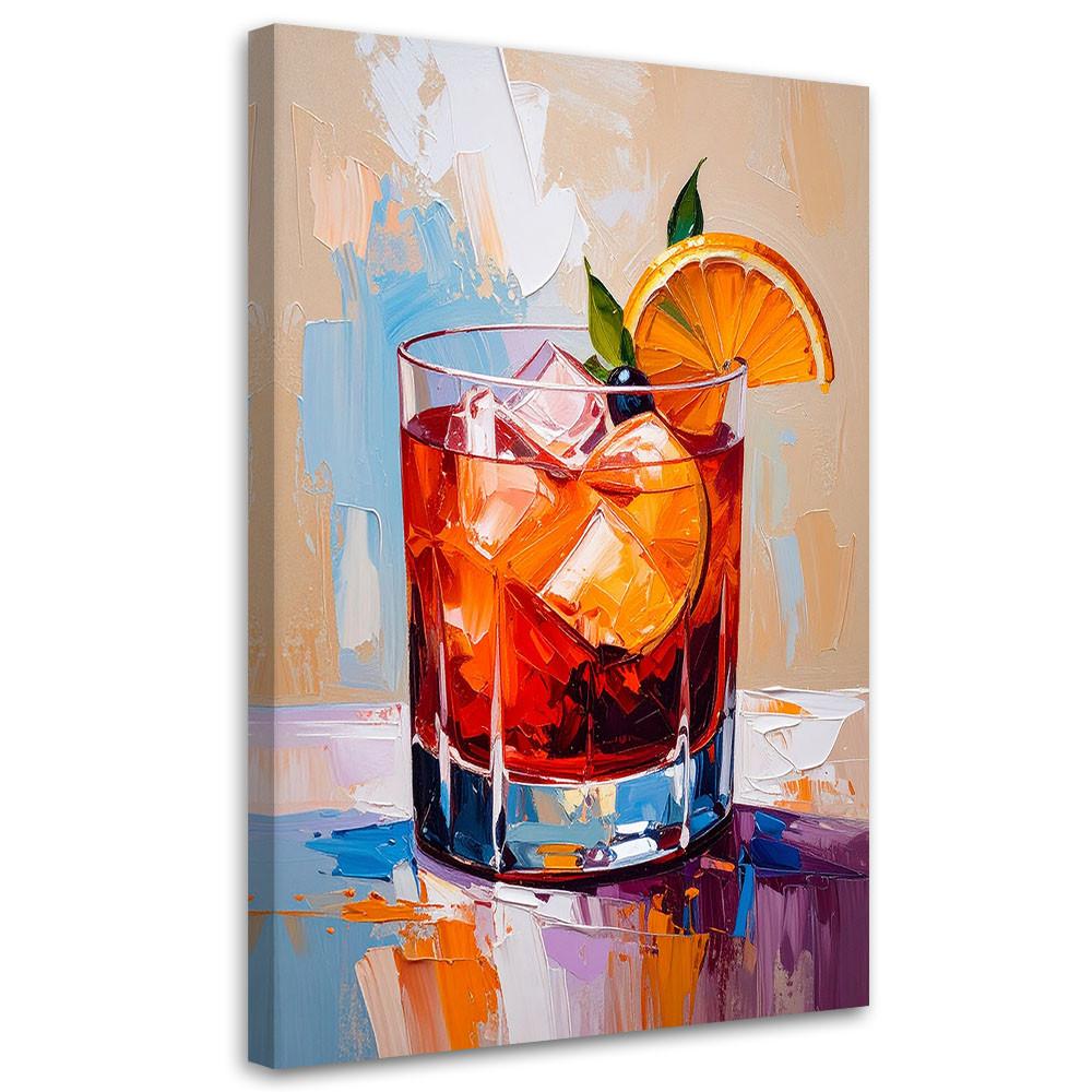 LEINWANDBILD Negroni Cocktail Getränk 40x60cm - Multicolor, Textil (40/60cm) - Feeby