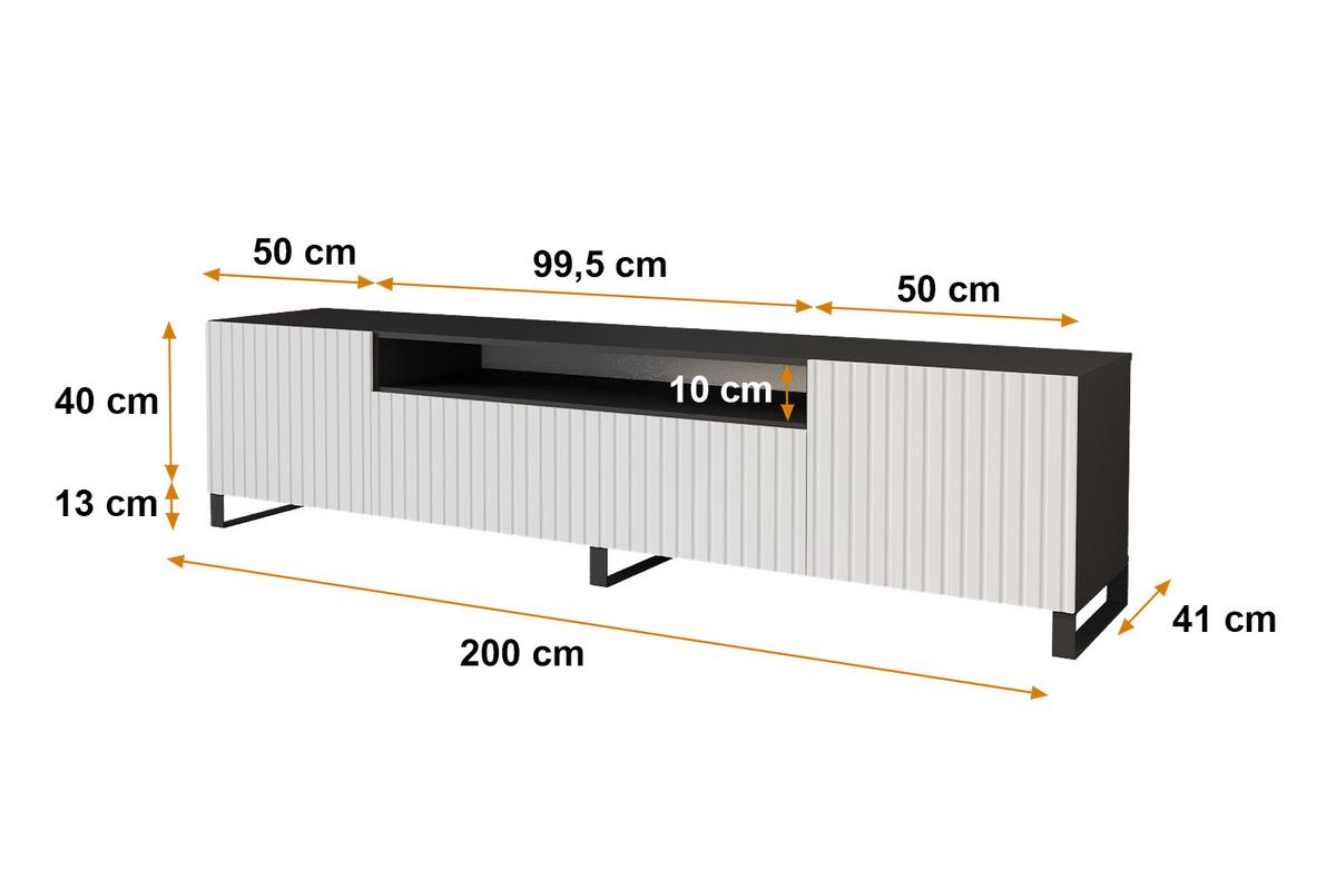 LOWBOARD KITO-S 200x53x41 cm - Schwarz / Weiß - Schwarz/Weiß, Holzwerkstoff (200/53/41cm) - ALTDECOR