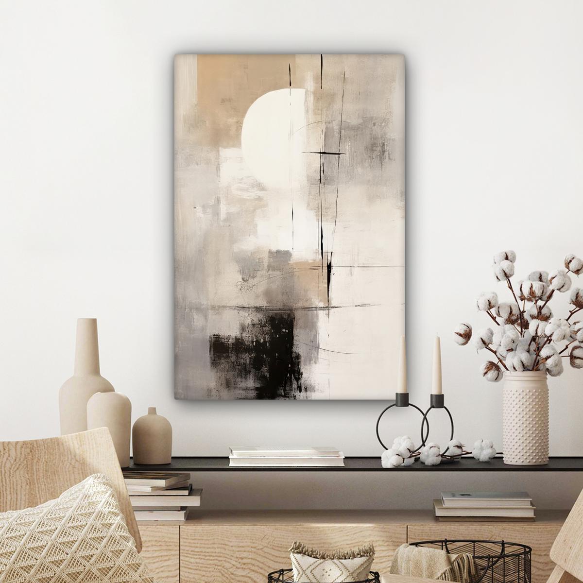 LEINWANDBILD Abstrakt - Kunst - Grau Wanddeko Schlafzimmer 60x90 cm - Hellgrau, Textil (60/90cm) - MuchoWow