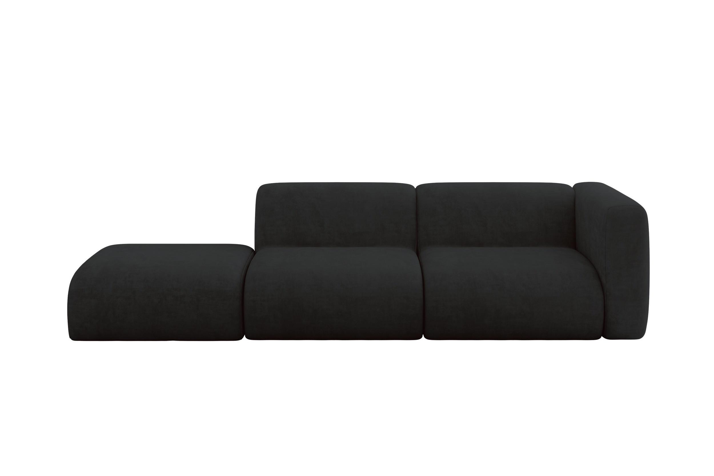 SOFA Ottomane Rechts MIRA-S3 296x89x70 Schwarz Velours - Anthrazit/Schwarz, Holzwerkstoff/Kunststoff (296/70/89cm) - ALTDECOR