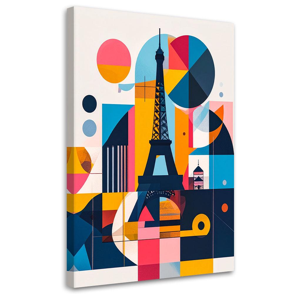 LEINWANDBILD Paris Eiffelturm im Bauhaus-Stil 80x120cm - Multicolor, Textil (80/120cm) - Feeby