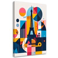 LEINWANDBILD Paris Eiffelturm im Bauhaus-Stil 80x120cm - Multicolor, Textil (80/120cm) - Feeby