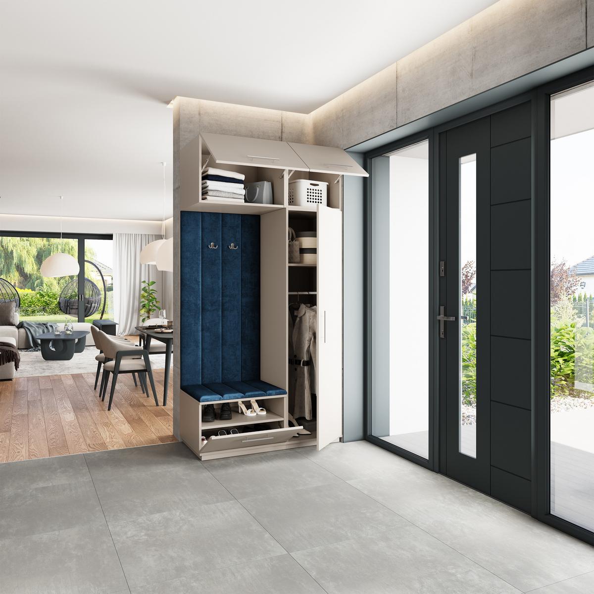 GARDEROBENSCHRANK REMA 120/240/60 cm Modern Garderobe-Set Kaschmir - Kaschmir/Blau, Holzwerkstoff (120/240/60cm) - MASSENO