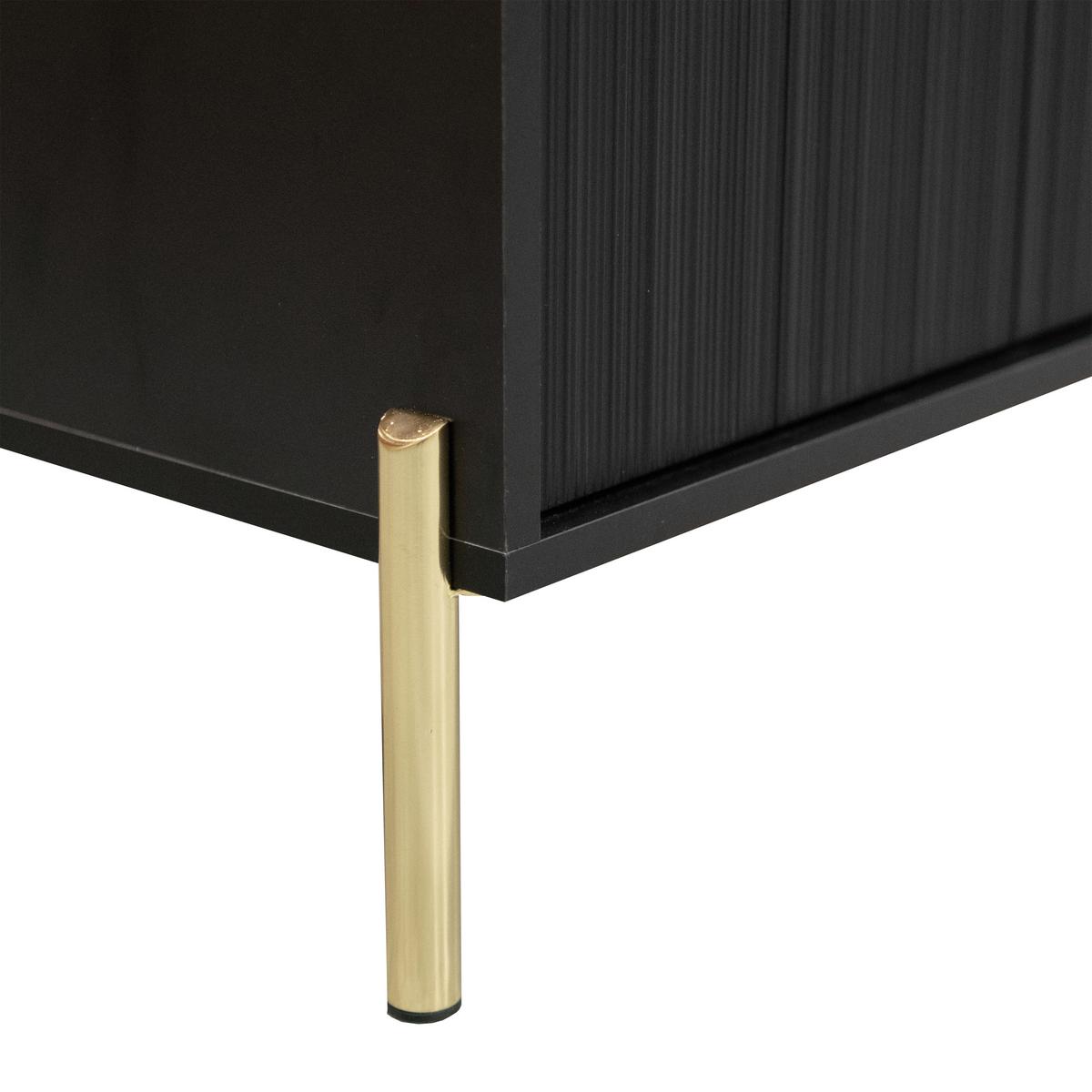 SIDEBOARD Benvie 2T Schwarz 104/80/38 cm – mit Glastüren und goldenen Beinen - Goldfarben/Schwarz, Holzwerkstoff (104/80/38cm) - AX Living