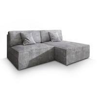 ECKSOFA FIORO P Hellgrau Kordstoff mit Schlaffunktion - Hellgrau/Grau, Holz/Kunststoff (204/148cm) - MASSENO