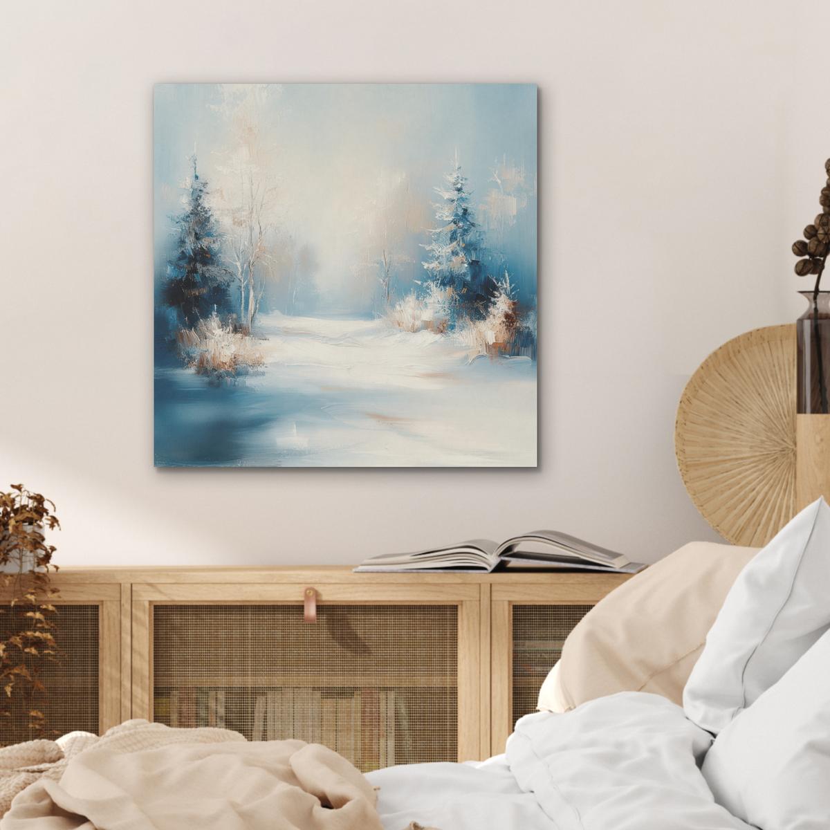 AKUSTIKBILD Wald - Winter - Natur - Abstrakt - Schnee Wandbilder 60x60 cm - Weiß, Kunststoff (60/60/0.9cm) - MuchoWow