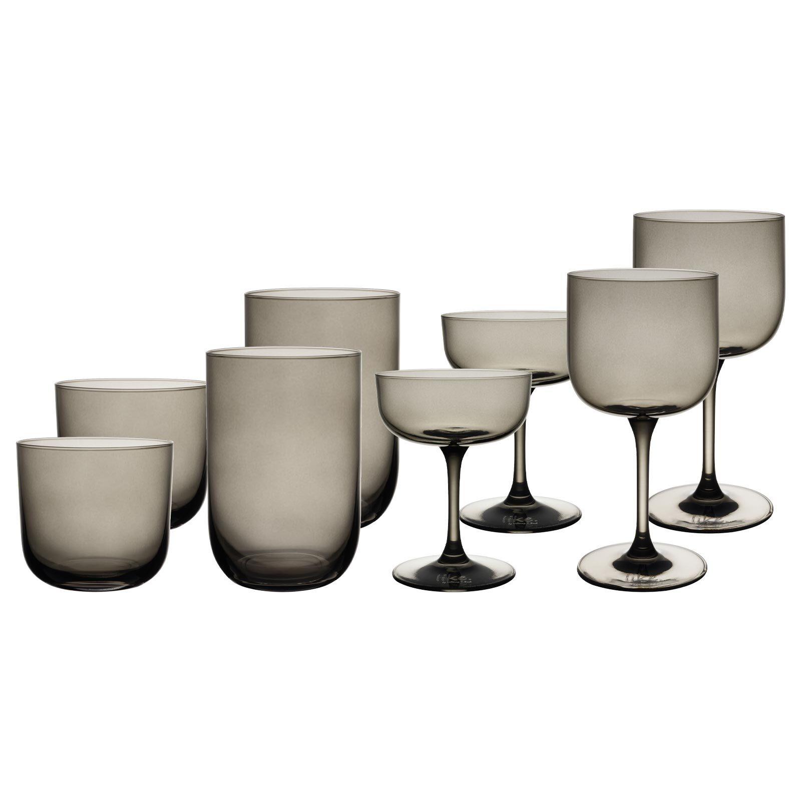 KOMPLETT-GLÄSER-SET Like Glass Smoke 8-tlg. - Grau, Glas - like.Villeroy & Boch