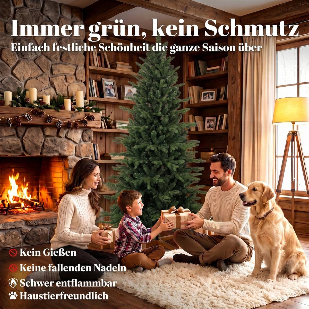 KÜNSTLICHER-WEIHNACHTSBAUM PE PVC Grün - Grün, Kunststoff (180cm) - HOMCOM