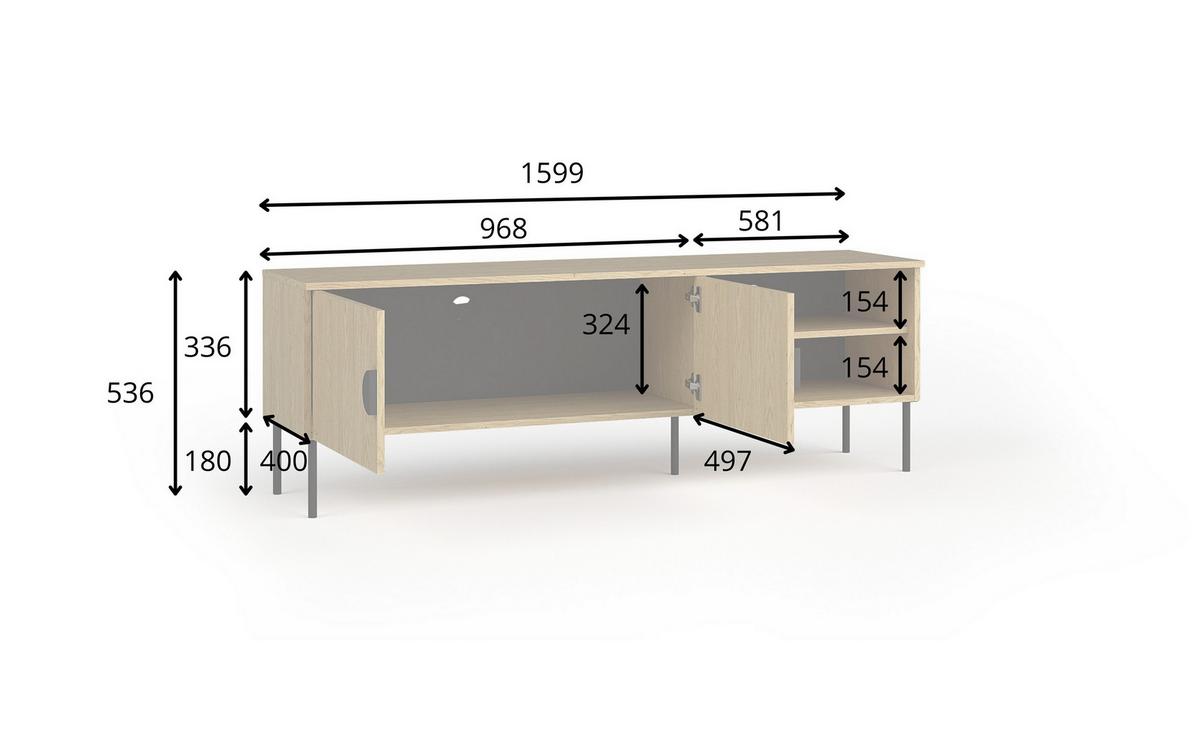 LOWBOARD AXIS 159,9/53,6/40 cm, Eichefarben - Eichefarben, Holzwerkstoff (159.9/53.6/40cm) - MASSENO