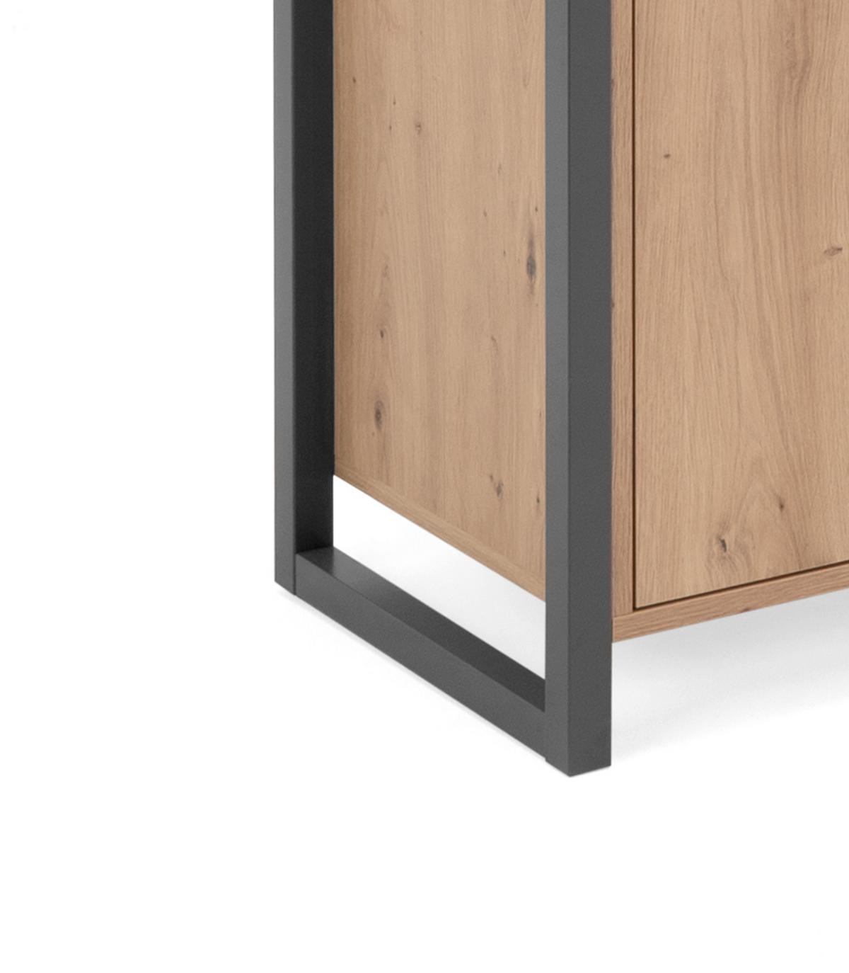 KOMMODE Artisan Eiche, anthrazit, Industrial Design 80 x 88 cm, Anrichte 2-türig - Anthrazit/Eiche Artisan, Holzwerkstoff (80/88/40cm) - Furn.Design