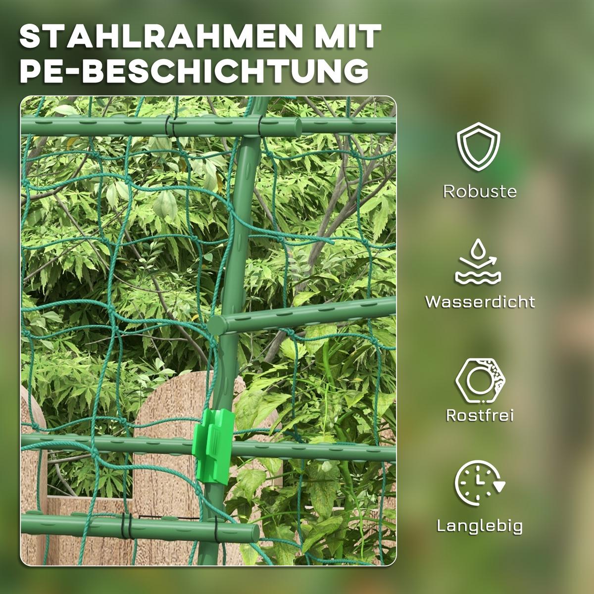 RANKHILFE für Kletterpflanzen, Verstellbares Spalier, für Garten, Balkon, Stahl, Grün - Grün, Metall (144/206/167cm) - Outsunny