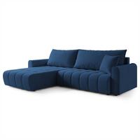 ECKSOFA FRIGA Blau Strukturstoff mit Schlaffunktion - Blau, Holz (283/185cm) - MASSENO