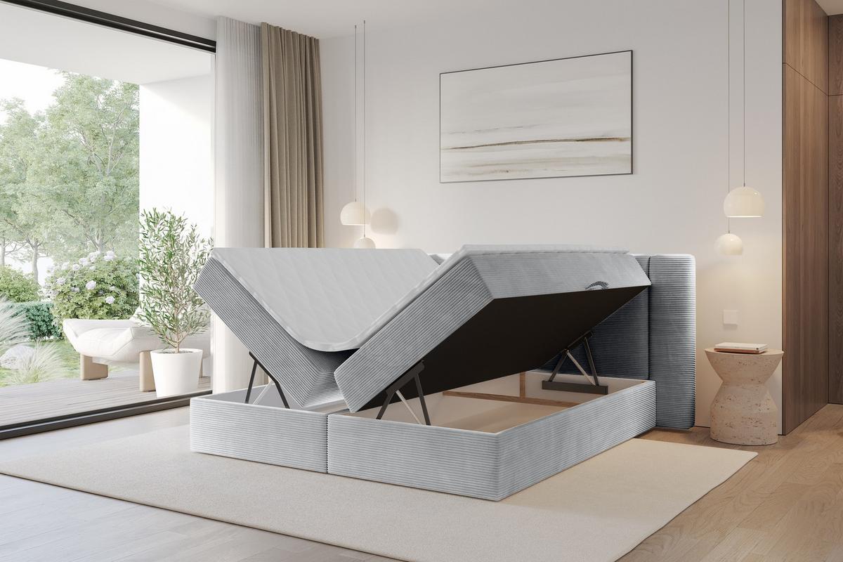 BOXBETT mit Matratze H3 - EVON - 180x200 cm Grau - Graubraun, Holzwerkstoff (180/200cm) - ALTDECOR