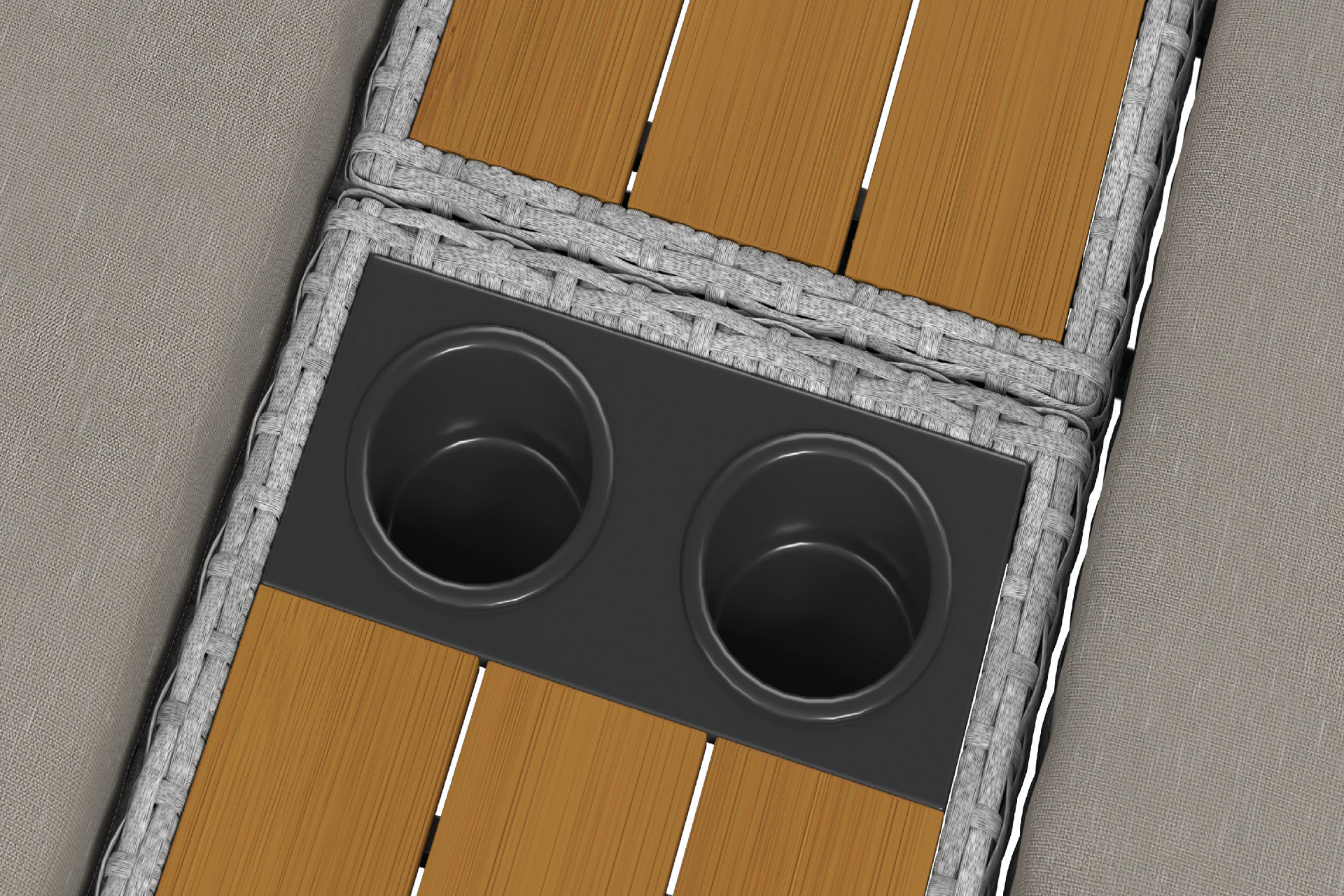 Gartenliege Ablage Mitte Echtholz Eukalyptusholz Vollmassiv geölt Getränkehalter