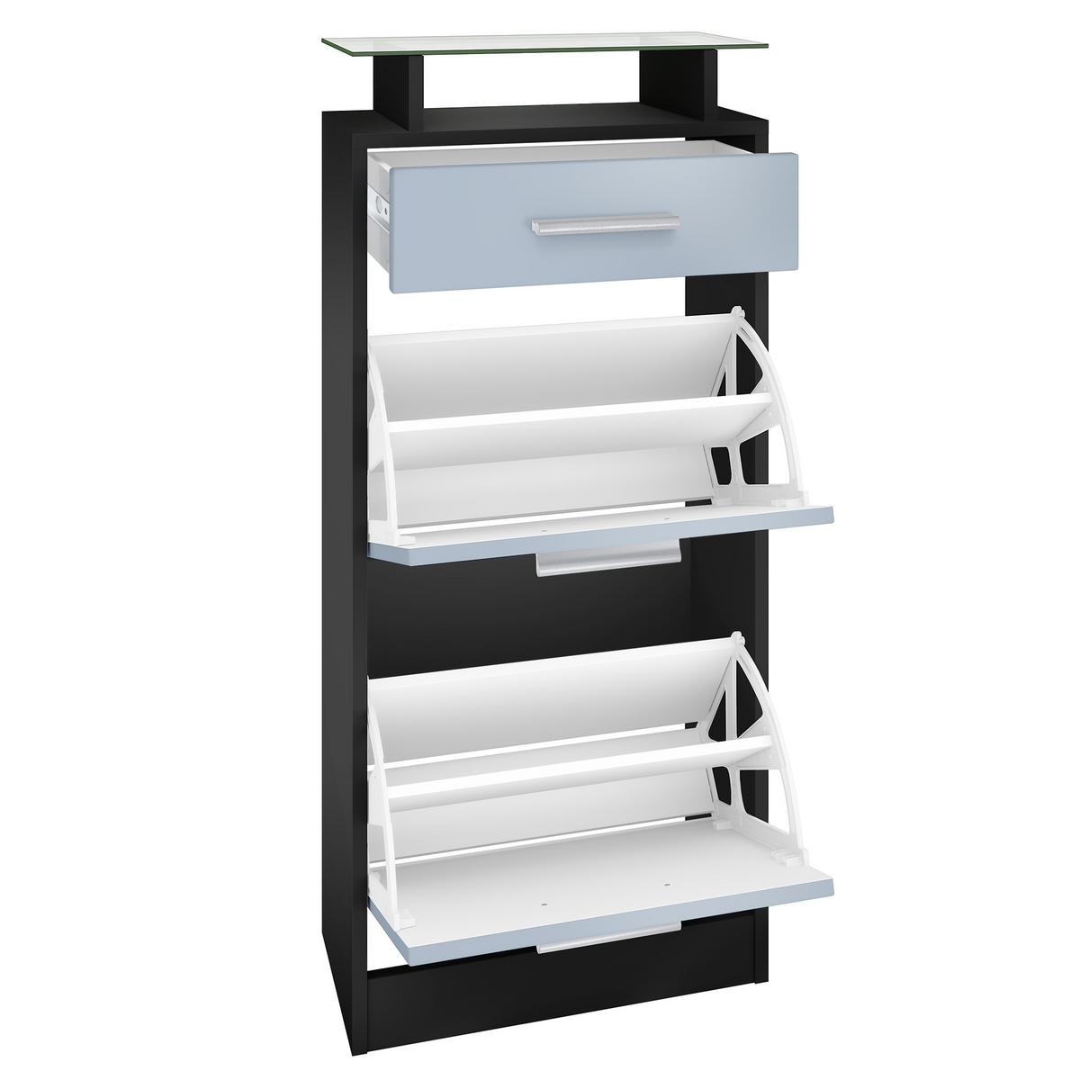SCHUHSCHRANK Loret Front in Weiß matt - Weiß, Holzwerkstoff (46/104/23cm) - Vladon