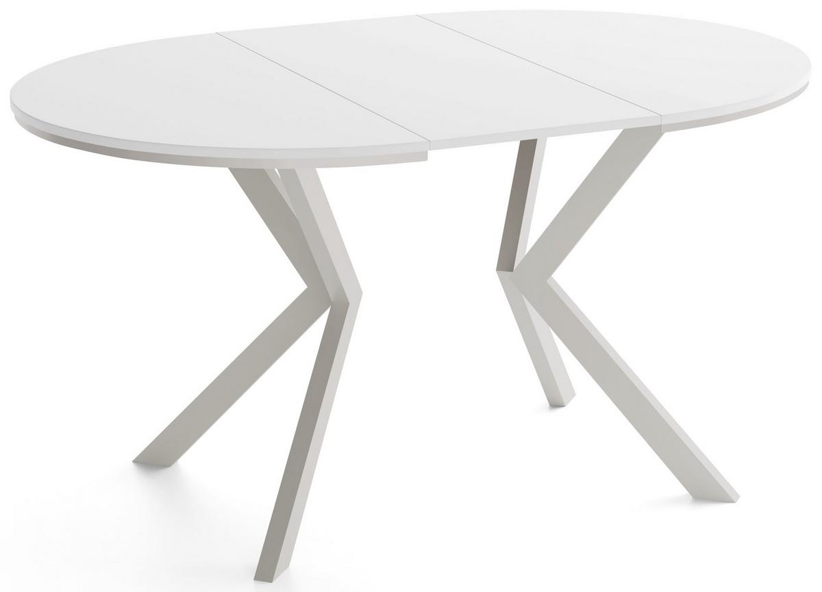ESSTISCH Valio Neo rund oval ausziehbar verlängerbar mit Metallbeinen in Kaschmir Grau, Weiß 100-140/100/76 cm - Kaschmir/Beige, Holzwerkstoff/Metall (100/140/76cm) - WFL GROUP