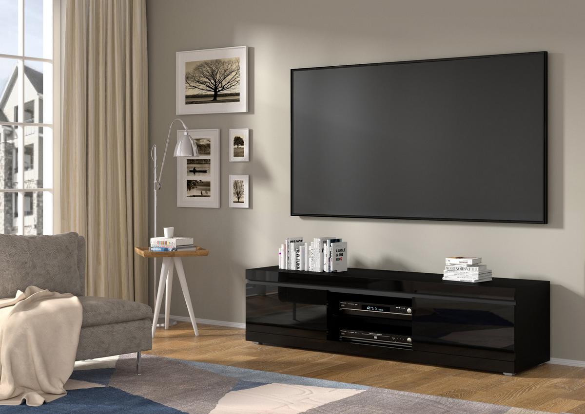TV LOWBOARD Schwarz Hochglanz 180/46/40 - Schwarz Hochglanz, Holzwerkstoff (180/46/40cm) - RAUMHIRSCH FURNITURE