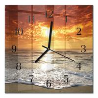 WANDUHR aus Glas 30x30 cm - Strand Meer - Orange, Glas (30/30/0.4cm) - TULUP