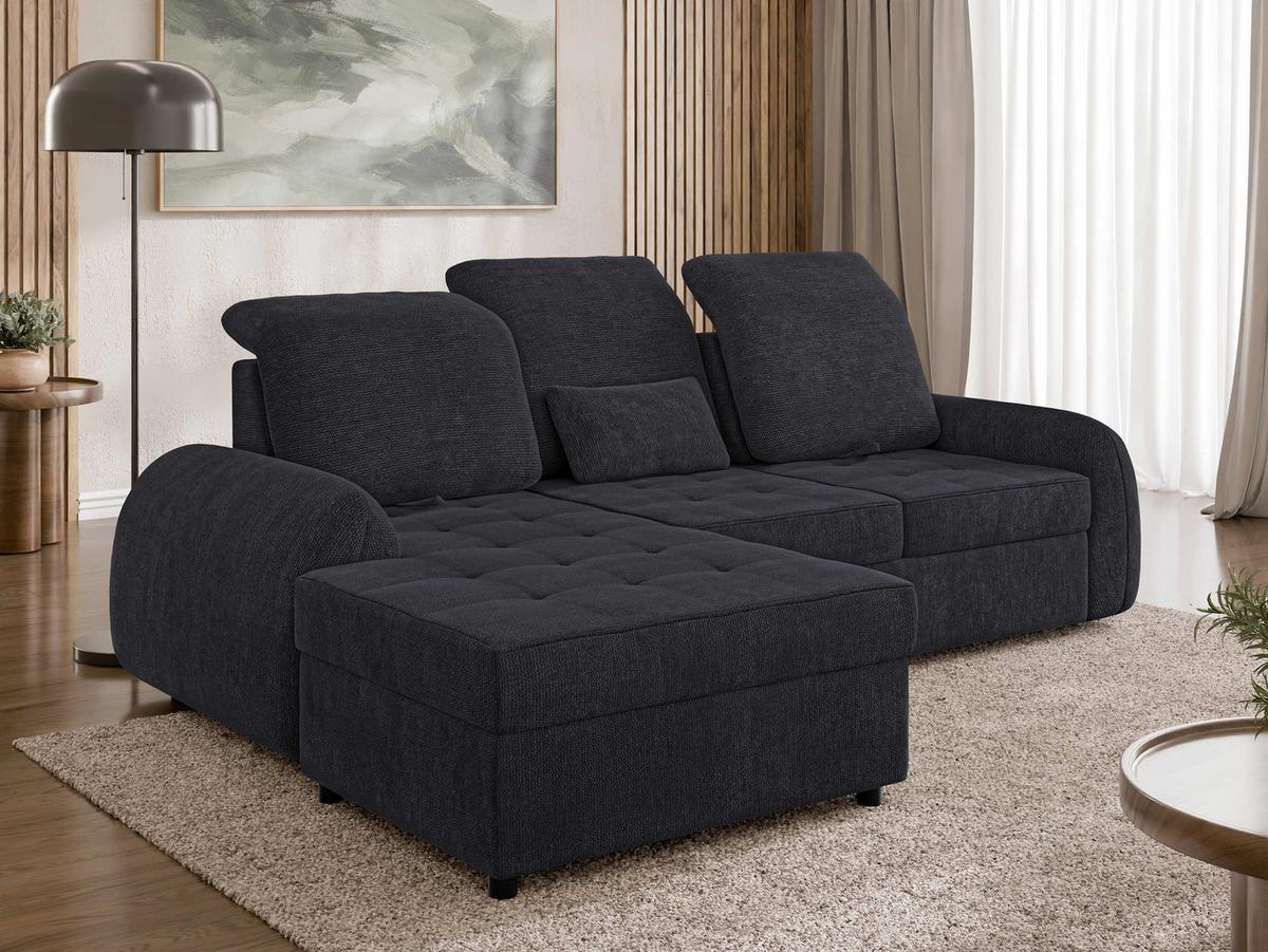 ECKSCHLAFSOFA Soreno, Seite: Links - Anthrazit/Schwarz, Holz/Kunststoff (255/176cm) - MIRJAN24