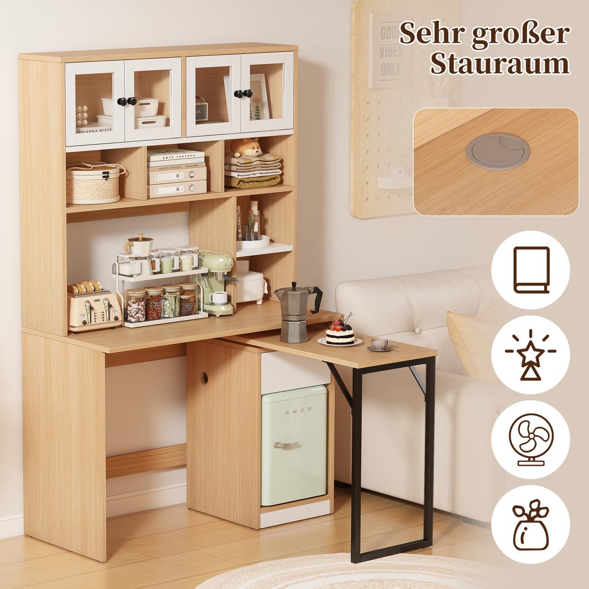 COMPUTERTISCH beige 110/55/180 cm - Beige, Holzwerkstoff (55/110/180cm) - Urban Meuble