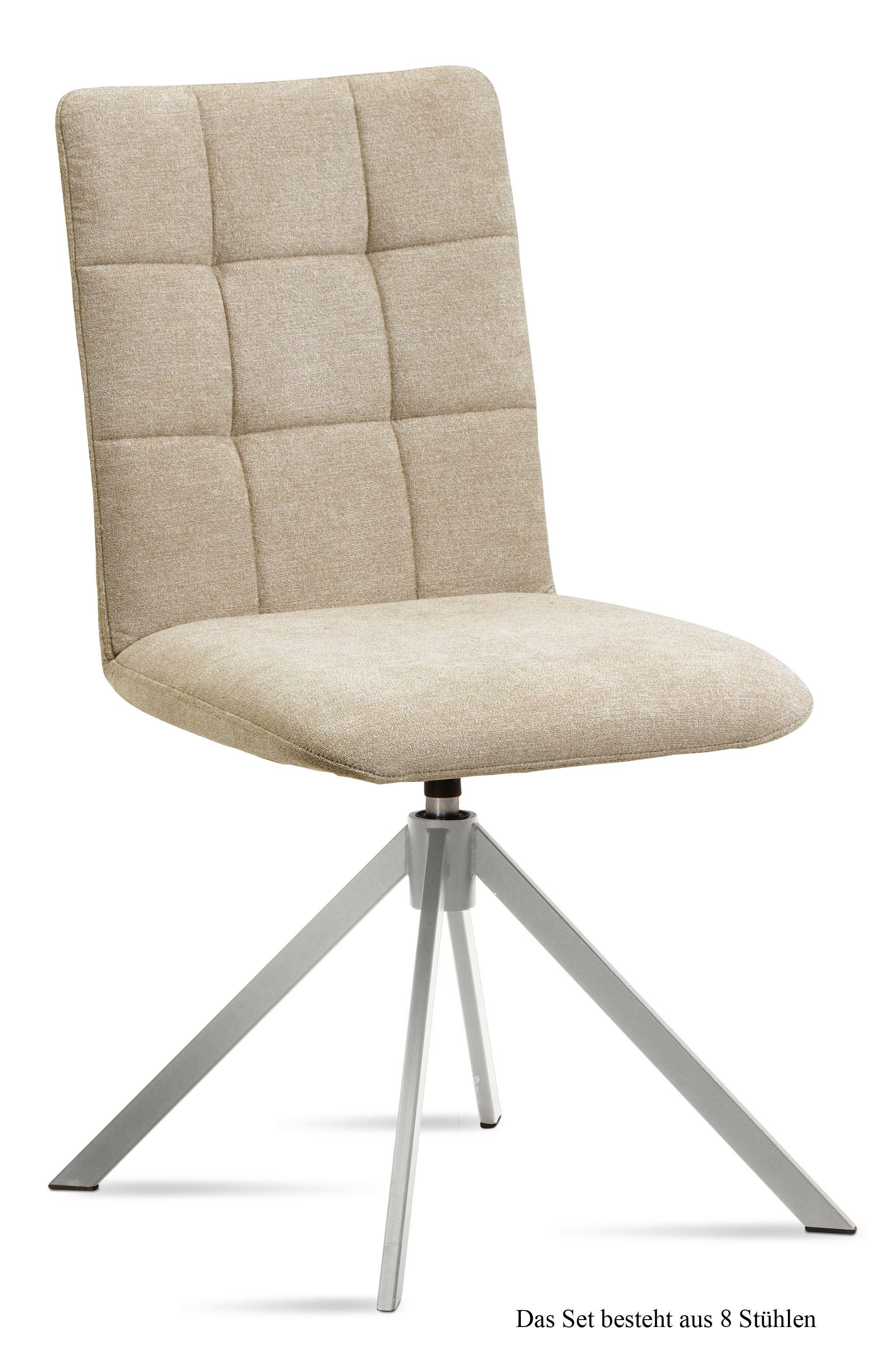 ESSZIMMERSTUHL drehbar (8er-Set) Drucie 47x91x60 Edelstahl/Natur - Edelstahlfarben/Naturfarben, Kunststoff (60/91/47cm) - 58aufmkessel