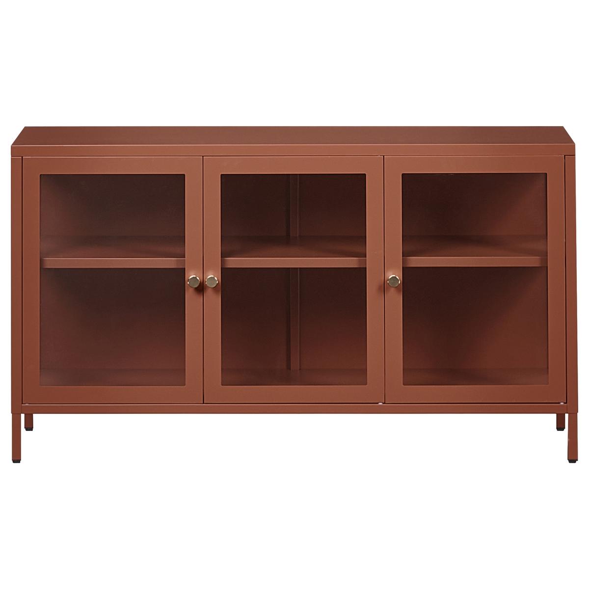 SIDEBOARD mit Glastüren Metall 115 cm Goldbraun Newport - Goldfarben, Metall (115/64/35cm) - Beliani