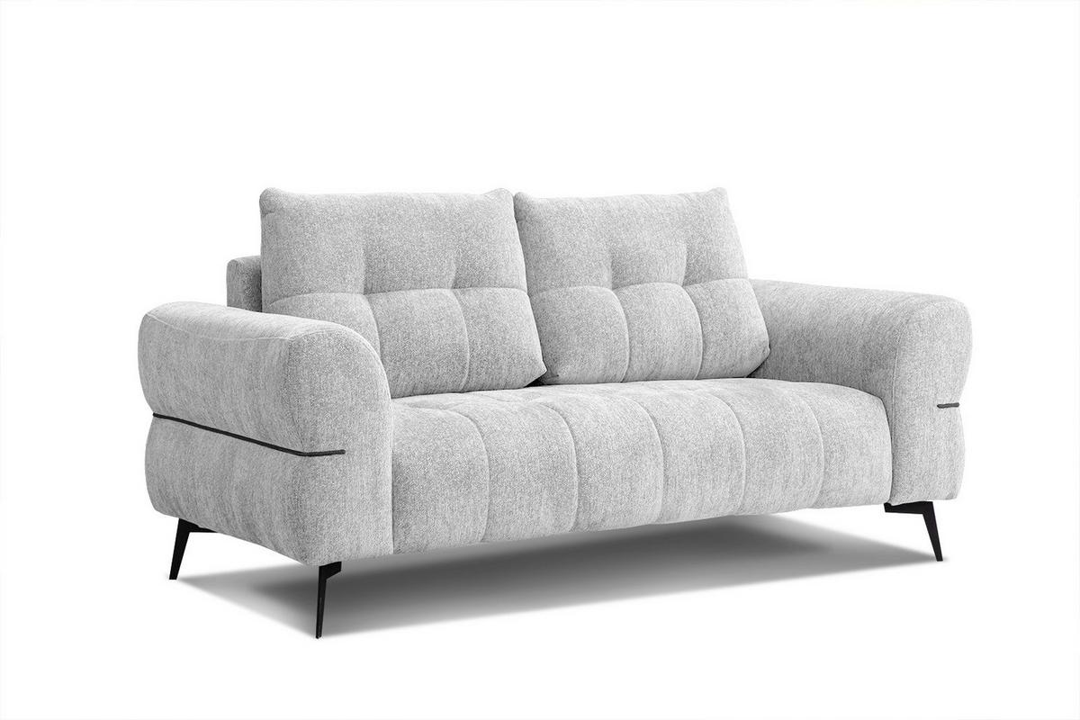 SOFA SALVINI 2,5-Sitzer, hellgrau - Hellgrau/Schwarz, Holzwerkstoff/Textil (176/88/99cm) - Wozimo
