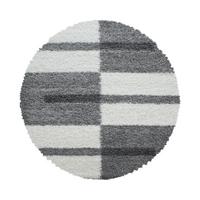 HOCHFLORTEPPICH WERFEN, kariert, Hellgrau, Ø 120 cm - Grau, Textil (120/120cm) - KADIMA DESIGN