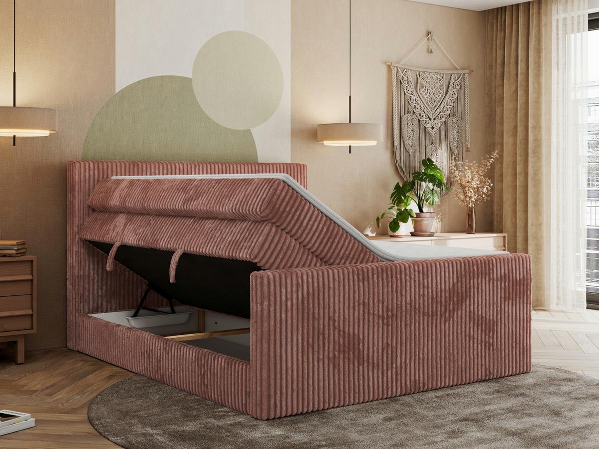 BOXSPRINGBETT TILIANO KING DUO 180/200 - Rosa Cord - H3 - Rosa, Textil (180/200cm) - MKS