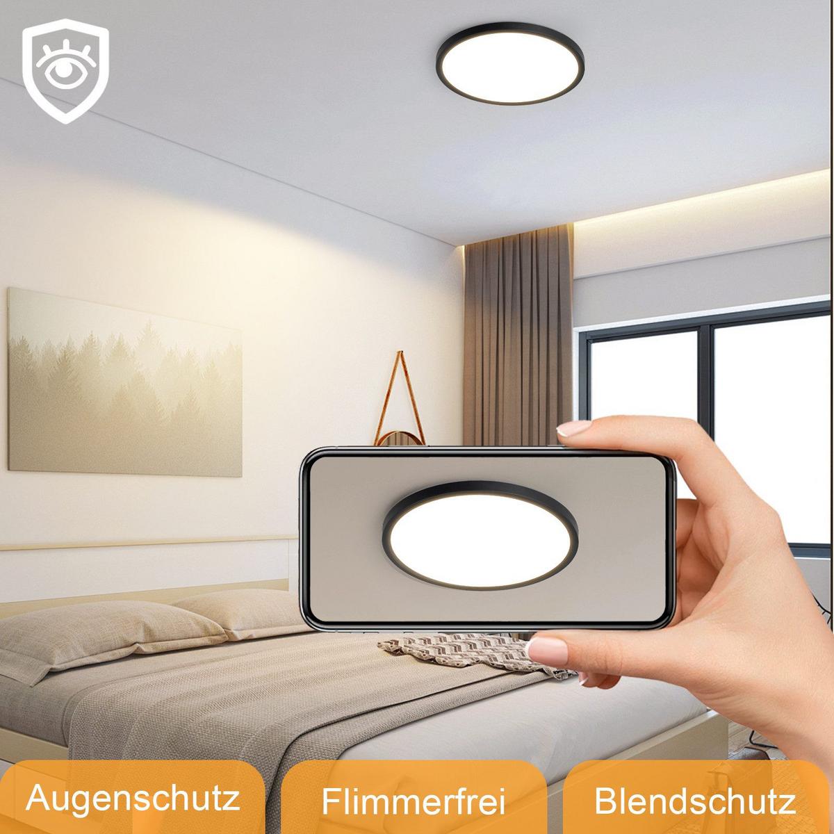 LED-DECKENLEUCHTE Lind 22/22/2.6cm - Schwarz, Kunststoff (22/22/2.6cm) - Nettlife