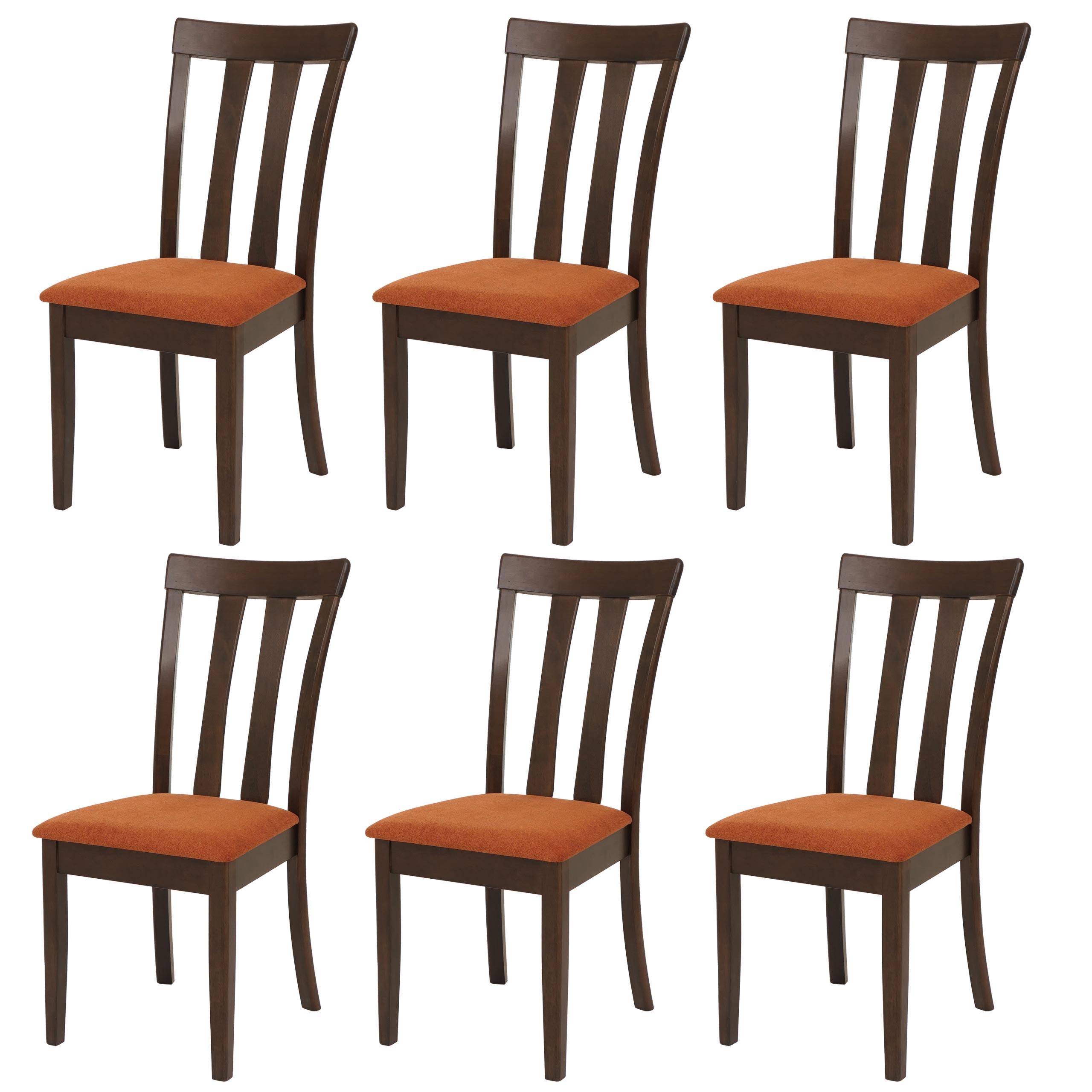 ESSZIMMERSTUHL Orange, Dunkelbraun 6er-Set - Dunkelbraun/Orange, Holz (42/96/58cm) - MCW