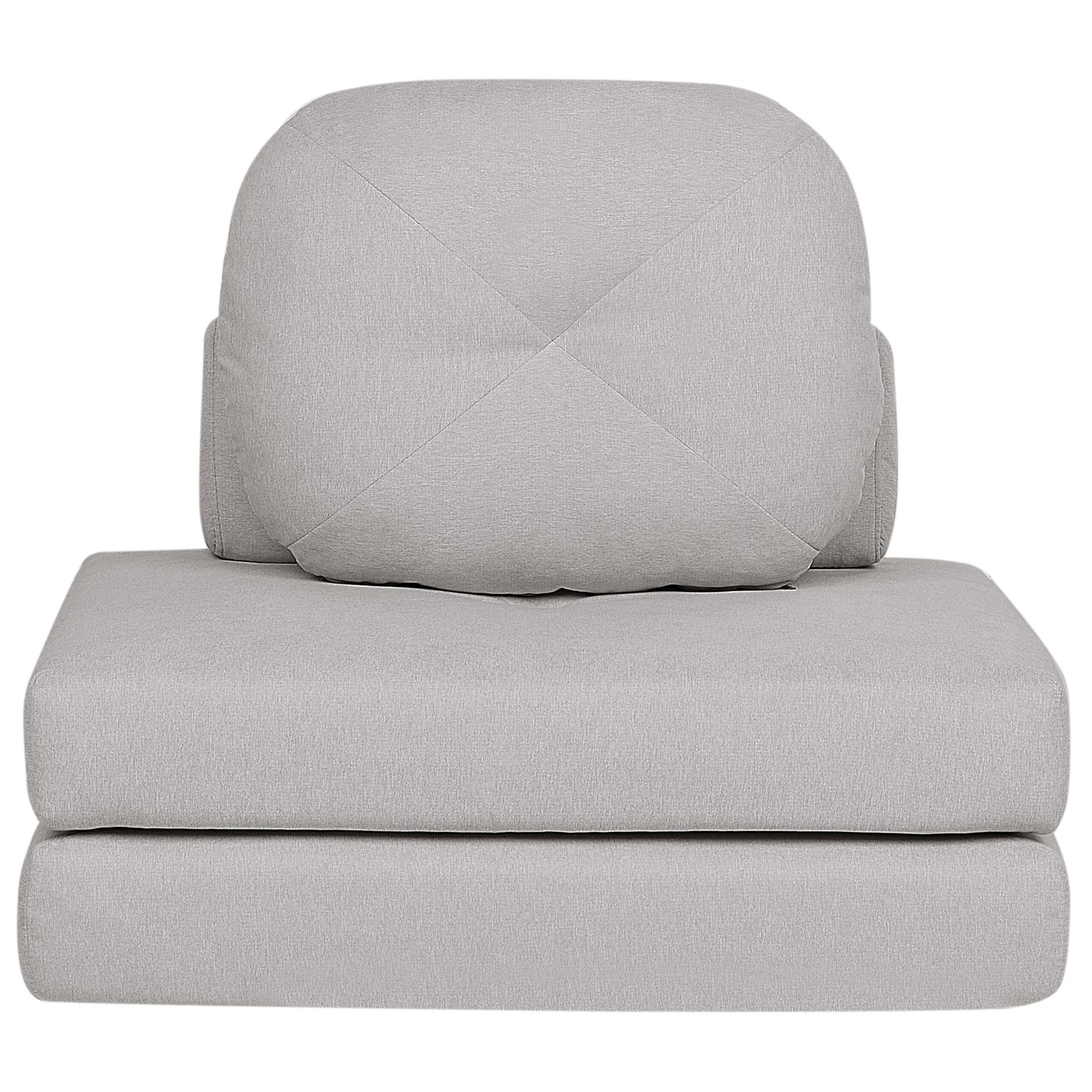 1-SITZER BODENSOFA Stoff hellgrau mit Schlaffunktion Olden - Grau, Textil (81/54/91cm) - Beliani