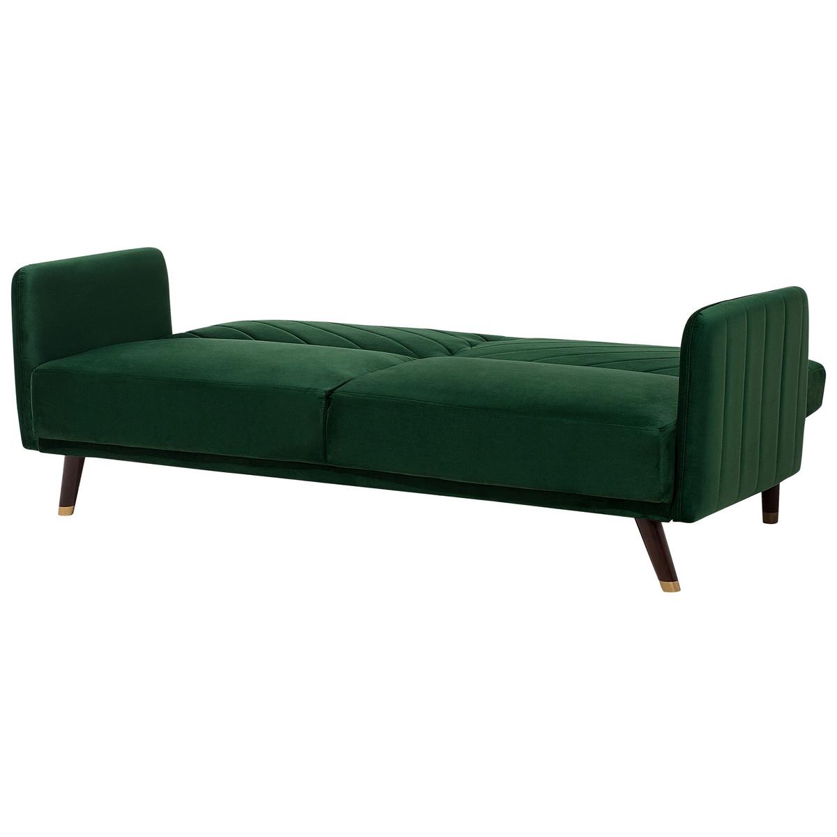 3-SITZER-SCHLAFSOFA Samtstoff Grün Senja - Hellgrün, Textil (200/87/95cm) - Beliani