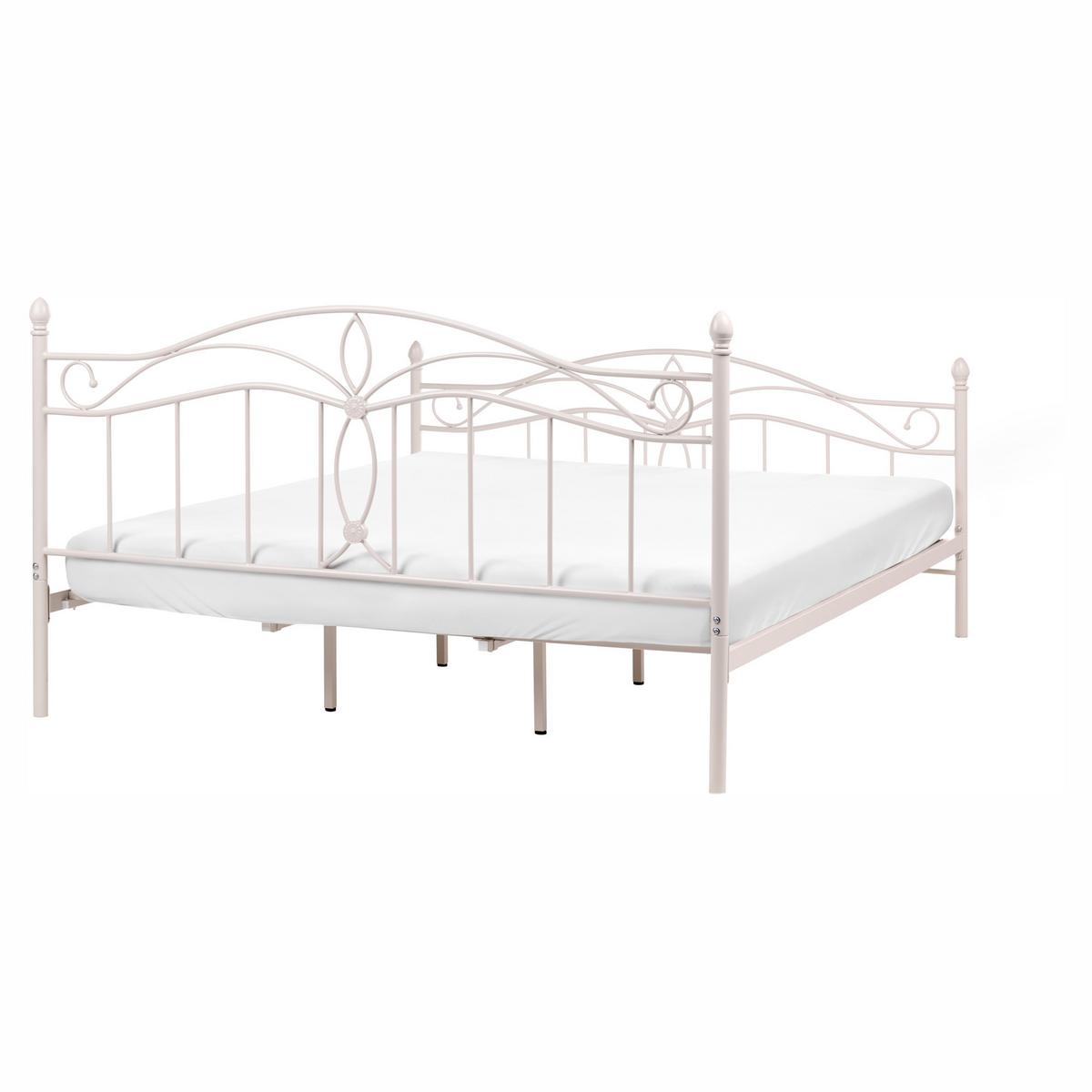 BETT mit Lattenrost 180/200 Stahl Hellbeige Antlia - Beige, Metall (180/200cm) - Beliani
