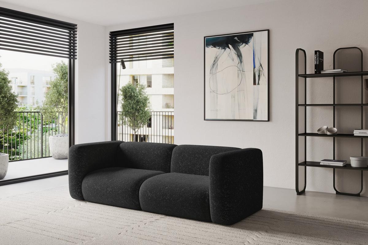MODULARES Sofa 2-SITZER MIRA-S1 228x89x70 Schwarz cm Velours - Schwarz, Holzwerkstoff/Kunststoff (228/70/89cm) - ALTDECOR