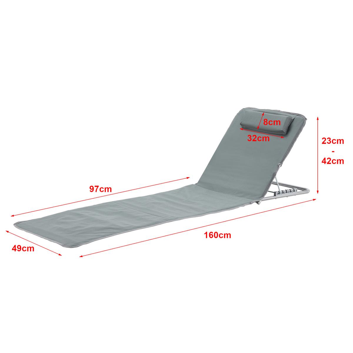 STRANDMATTEN-SET 2 TLG. Cellorigo - Dunkelgrau, Textil/Metall (160/42/49cm) - [en.casa]