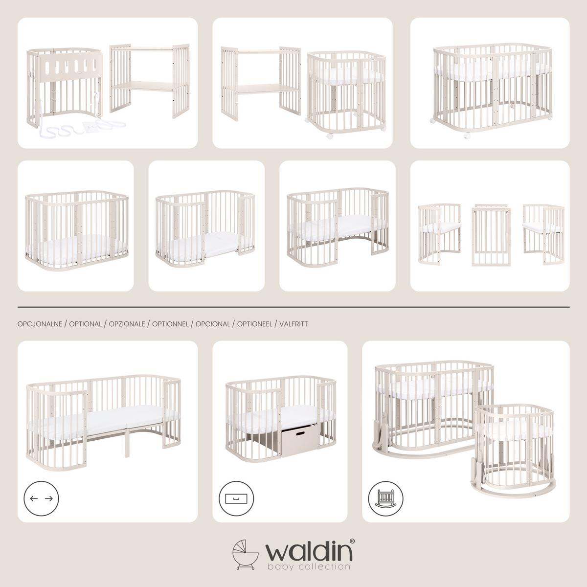 BABYBETT Kaschmir, 7in1 mit Matratze - Kaschmir, Holz/Textil (73/124cm) - waldin