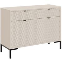 KOMMODE Montreal mit 2 Türen und 2 Schubladen, dekorative 3D-Fronten, 100 cm, Kaschmir - Kaschmir/Schwarz, Holzwerkstoff/Metall (101/85/40cm) - Beautysofa