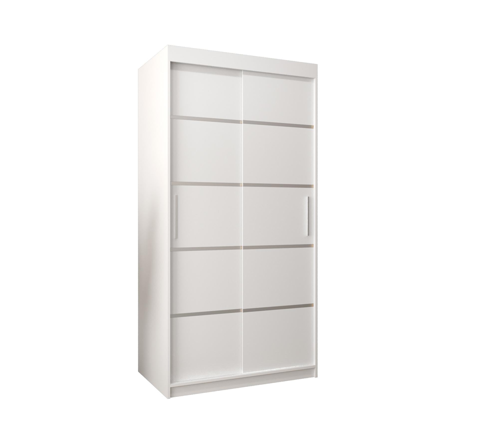 SCHWEBETÜRENSCHRANK 200/100/62 2-türig - Silberfarben/Weiß, Holz/Kunststoff (100/200/62cm) - MÖBEL KRYSPOL