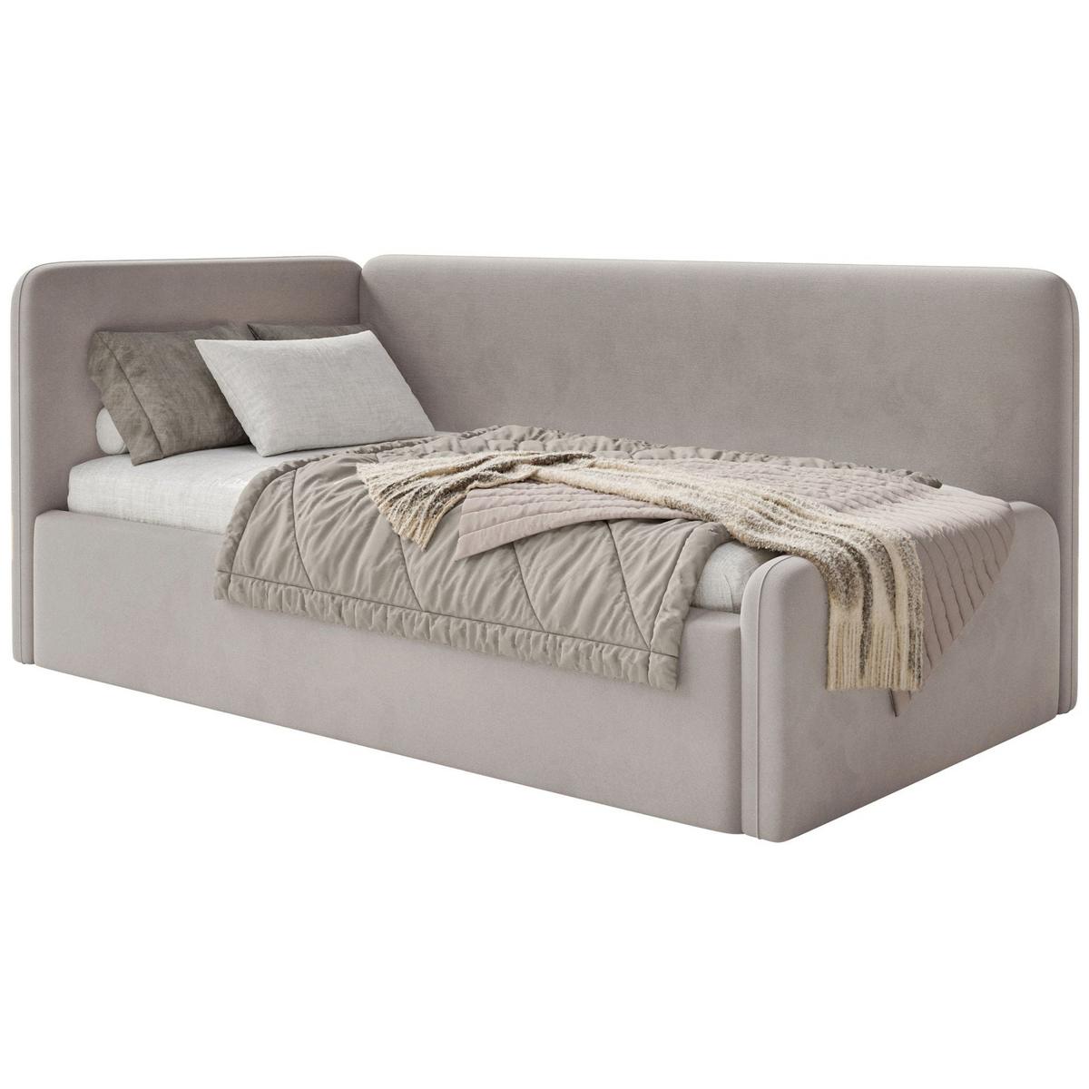JUGENDBETT Fanko Samt Graubeige 90x200 cm - Taupe/Schwarz, Kunststoff/Textil (90/200cm) - Selsey