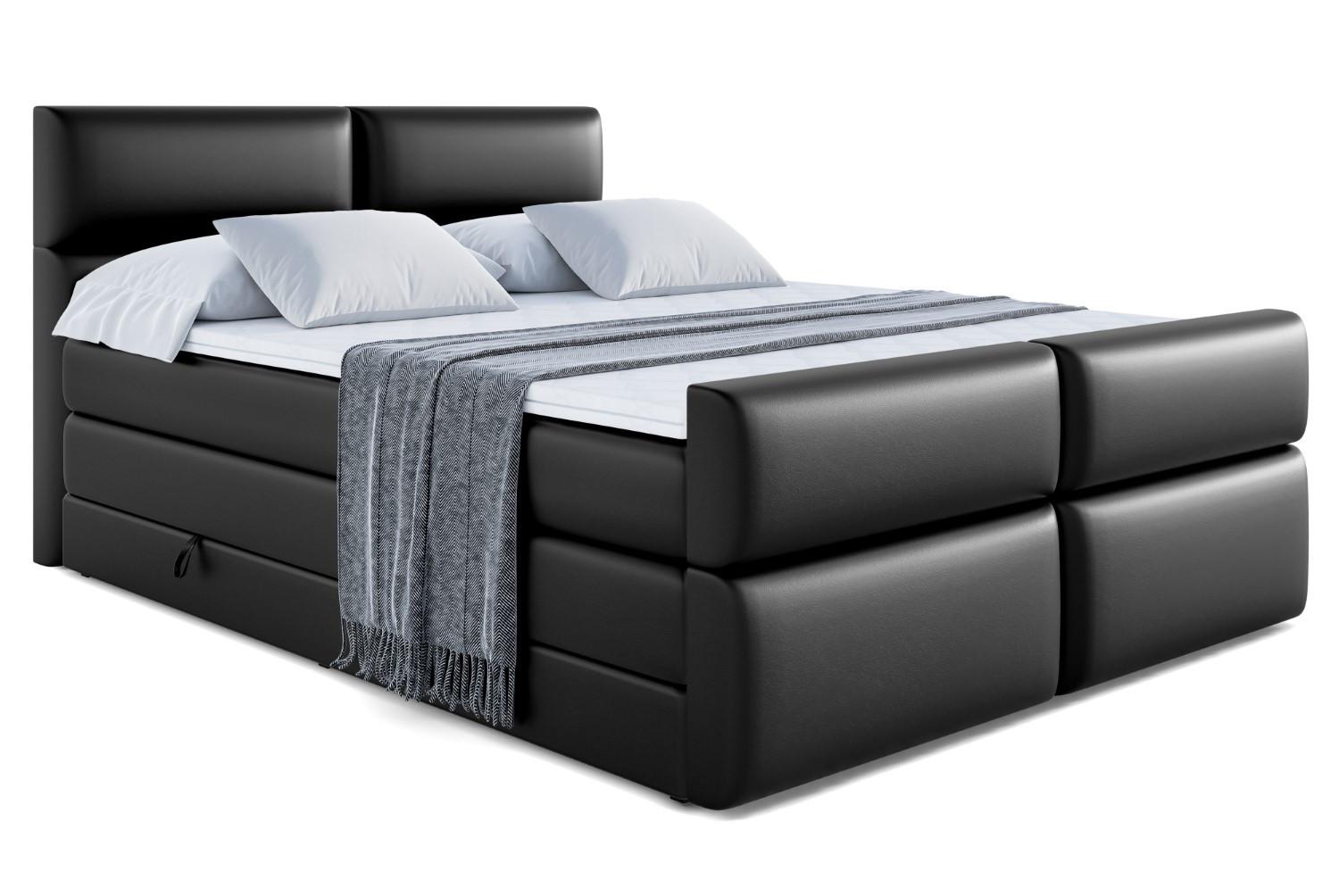 BOXSPRINGBETT BOXI3-Z KING - 140x200 - H3/H4 - Schwarz Hochglanz - Schwarz Hochglanz, Holzwerkstoff (140/200cm) - ALTDECOR