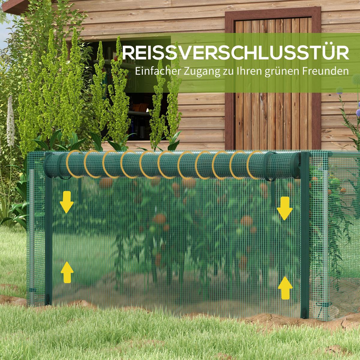 PFLANZENSCHUTZZELT mit Reißverschlusstür, für Garten, Balkon, Stahl, Grün - Grün, Metall (373/62.5/125cm) - Outsunny