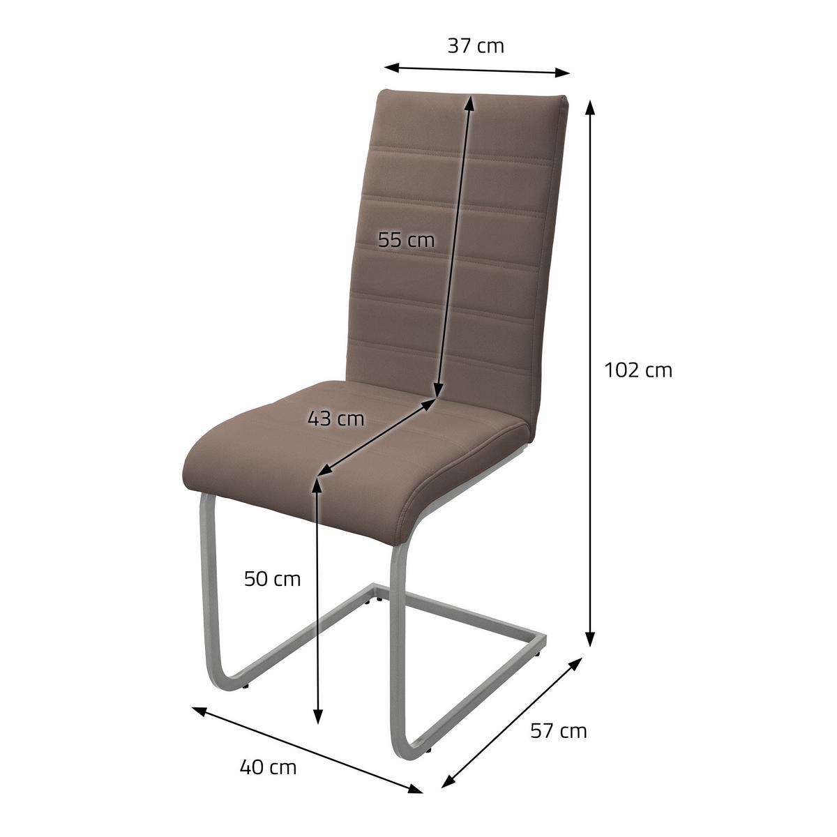 SCHWINGSTUHL 4er Set Braun Kunstleder - Silberfarben/Braun, Metall (40/102/57cm) - ML-DESIGN