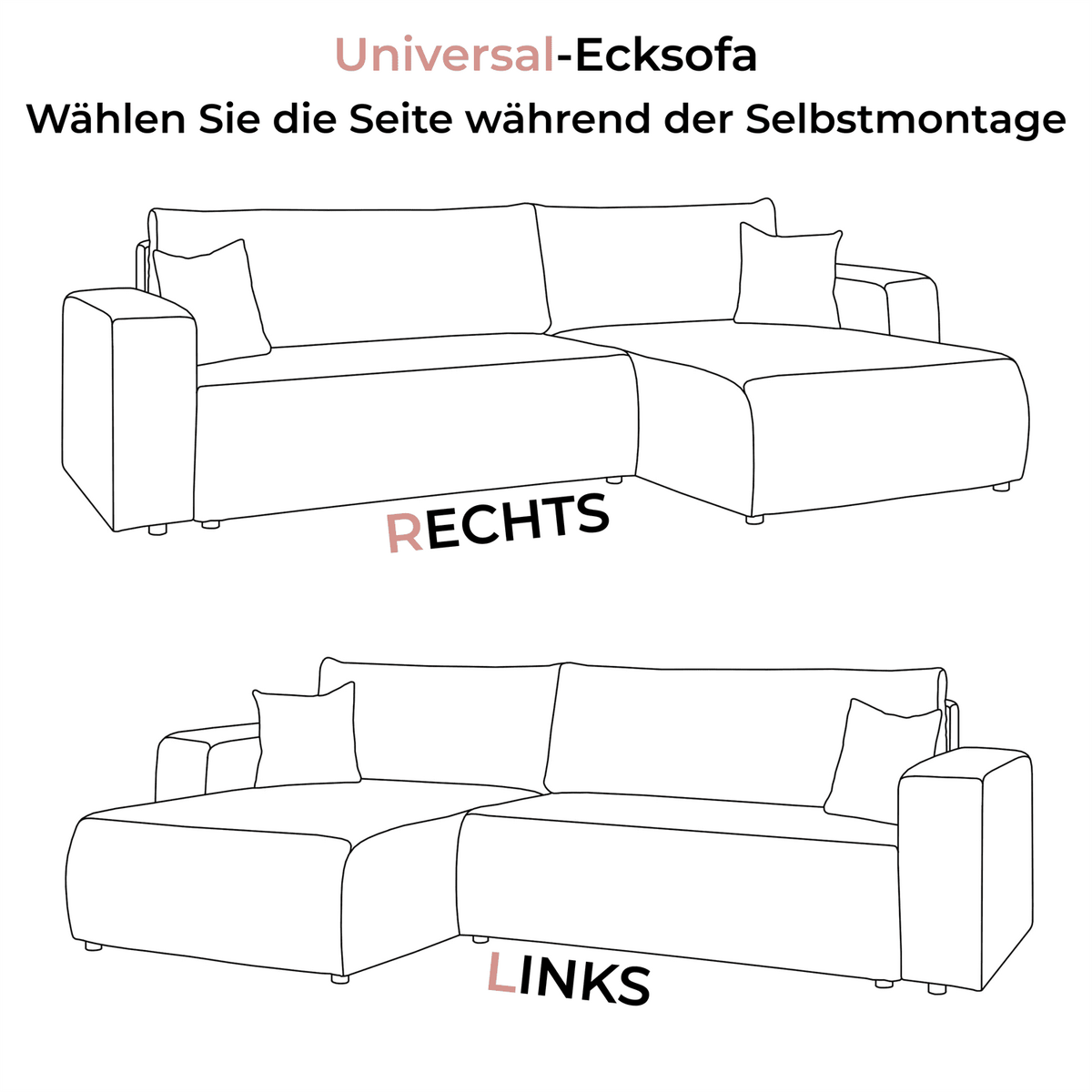 ECKSOFA Gepolstertes PRESTIGE XL mit Schlaffunktion und Bettkasten, Poso 34 - Dunkelgrau, Textil (277/143cm) - Lookway
