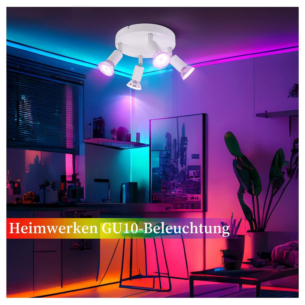 DECKENSTRAHLER Lutton 4-flammig 15/15/8cm - Weiß, Metall (15/15/8cm) - Nettlife